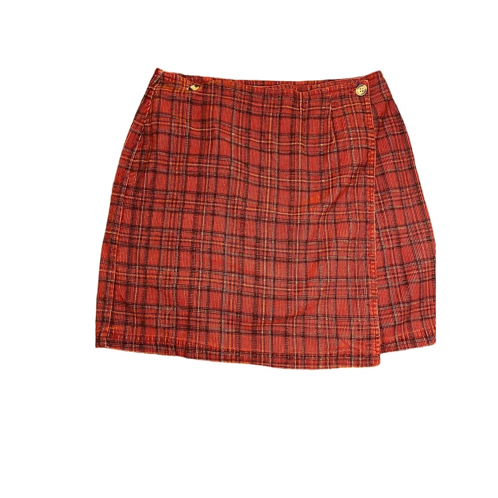 Corduroy plaid skirt